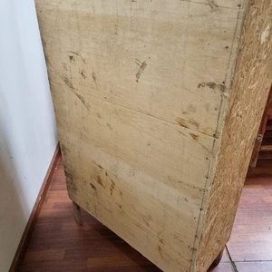 Mueble de Madera Clara con Puerta y Estantes, Tapa Rojiza - imagen 4