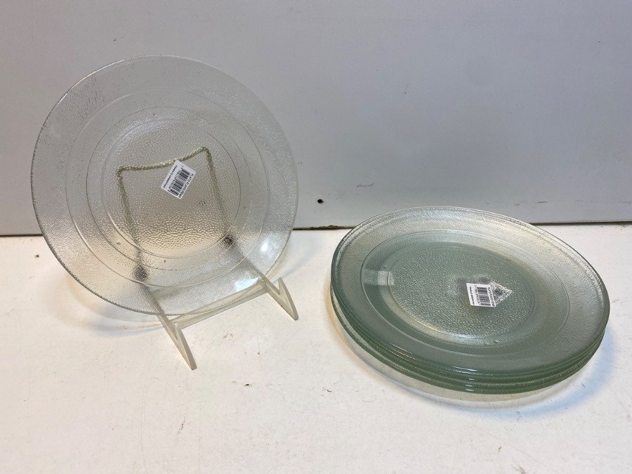6 Platos Llanos Transparentes de Vidrio