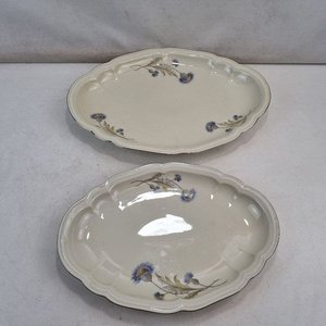 Par de Fuentes Ovaladas Hutschenreuther Hohenberg Bavaria Porcelana Marfil Decoración Floral - imagen 1