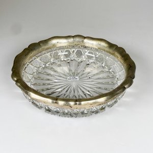 Centro de cristal tallado con borde de plata sellada ,diámetro 25 cm - imagen 1