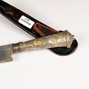 Cuchillo Criollo Hoja Solingen "Franz Wenk" con Cabo de Plata y Oro y Vaina - imagen 5