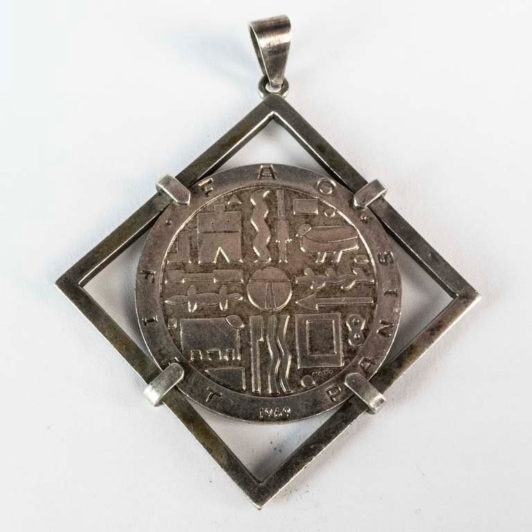 Colgante de Plata Uruguayo 1000 Pesos 1969 FAO Engarzado