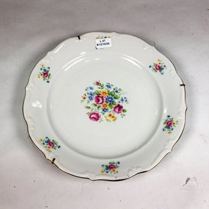 Plato de Porcelana Alemana Bavaria Schlottenhof Blanco Floral con Guarda Dorada - imagen 2