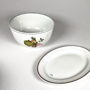 Bandeja Oval y Bol Grande de Loza Porcelana Olmos Uruguay - imagen 2