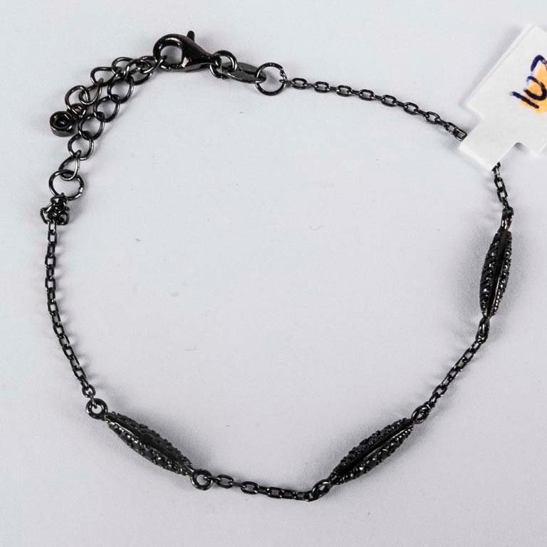 Pulsera de Plata con Rodio Negro y Detalles Calados