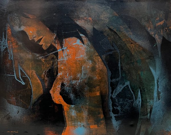 Obra de Vicente Martín "Personaje Naranja" - Acrílico sobre Cartulina - imagen 1