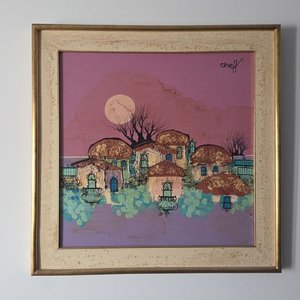 Lote anterior: Gran Óleo "Pueblo al Atardecer" de Aneff, 60x60 cm