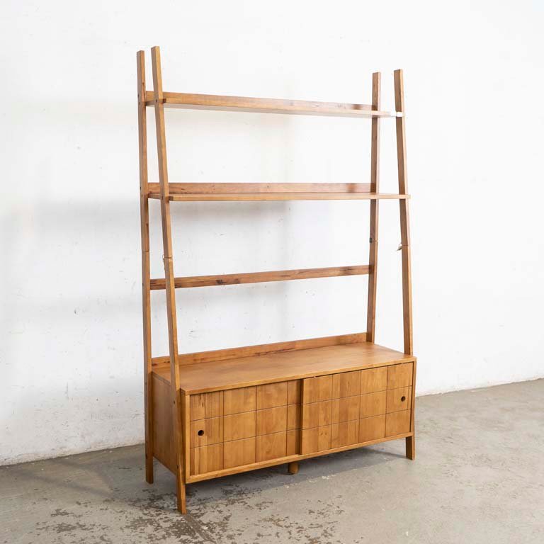 Rack "Natural Signature" Madera con Estantes y Puertas Corredizas