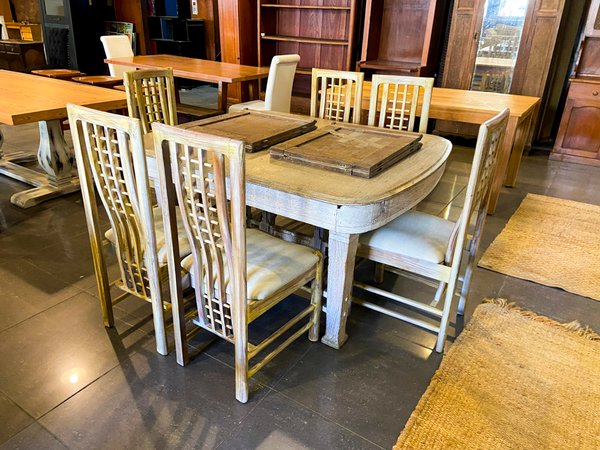 Juego de Comedor Rústico con Sillas de Madera y Tapizado - imagen 1