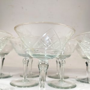 Once Copas de Cristal Tallado Hialino Estilo Vintage - imagen 3