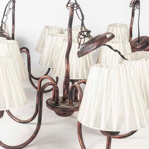 Lote de 3 Arañas Metálicas de Cinco Luces con Pantallas - imagen 2