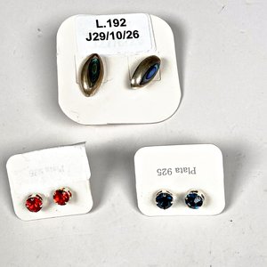 Tres Pares de Aretes de Plata 925 con Piedras - imagen 2