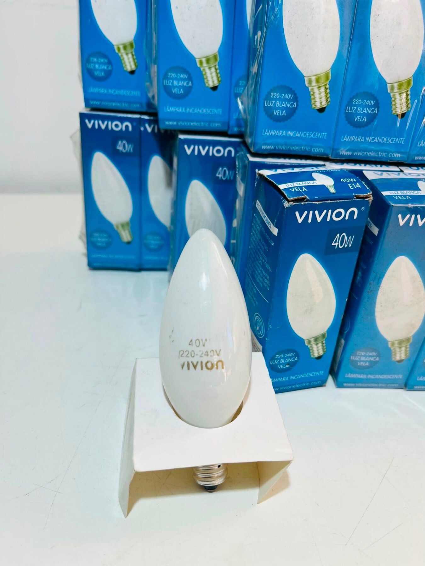 Lote x34 Lámparas Incandescentes Vivion Vela Luz Blanca 40W