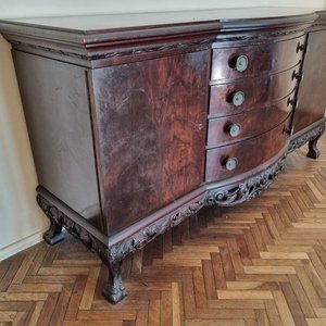 Antiguo Bahiut Estilo Chippendale en Pluma de Caoba - imagen 4