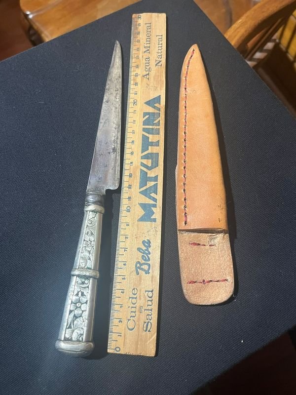 Cuchillo Antiguo Broqua & Sholberg con Vaina de Cuero - imagen 1