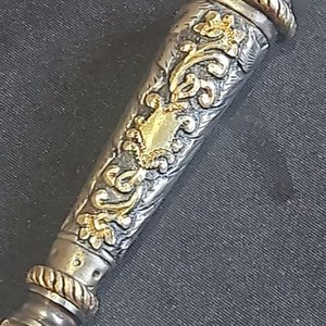 Cuchillo de Caza Antiguo Martinez Hnos. con Cabo de Plata y Oro - imagen 2