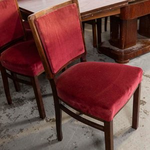 Mesa de Comedor Art Decó con 12 Sillas Rojas y Tablas Extensibles - imagen 2