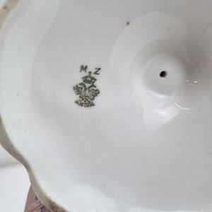 Fuente de Torta Antigua MZ Austria Diseño Floral Bordes Festoneados - imagen 4