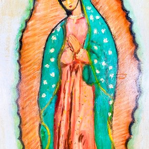 Cuadro Óleo "Virgen de Guadalupe" Firmado Nilda Poppolo - imagen 2