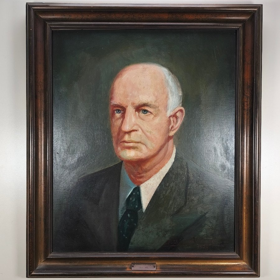 Óleo Retrato Dr. Conrado H. Hughes, Marco Patinado, 1904-1983
