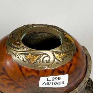 Mate galleta virola de plata y oro ,con soporte - imagen 3