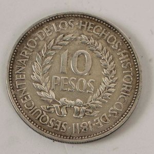 Moneda de Plata "El Gaucho" 1961 - 10 Pesos Uruguayos - imagen 2