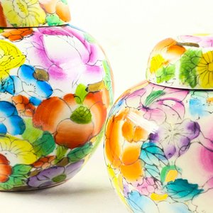 Par de Potiches de Porcelana Italiana "Santini Design" con Diseño Floral - imagen 3
