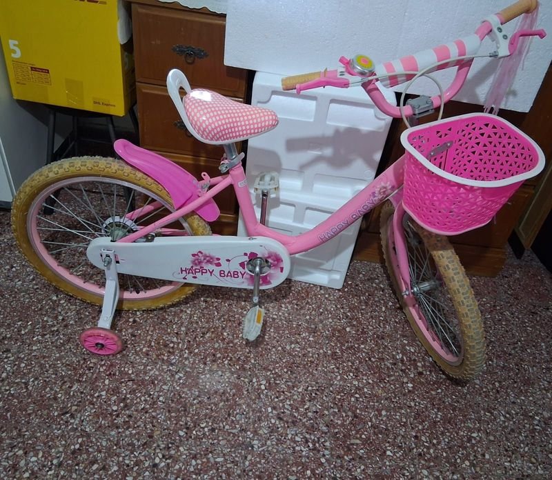 Bicicleta Infantil Rosa y Blanca "Happy Baby" Rodado 20
