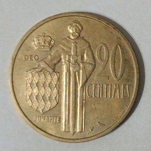 Moneda de Mónaco 20 Centésimos de 1962, Príncipe Raniero III - imagen 2