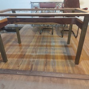 Mesa de Comedor Rectangular con Estructura de Bronce y Tapa de Ébano Enchapada - imagen 3