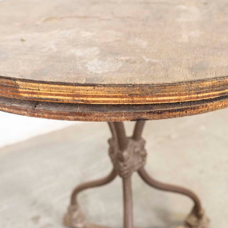 Mesa circular de madera con base de hierro fundido - imagen 3