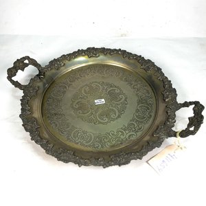 Bandeja Metálica Labrada con Borde Floral y Asas - 42 cm - imagen 1