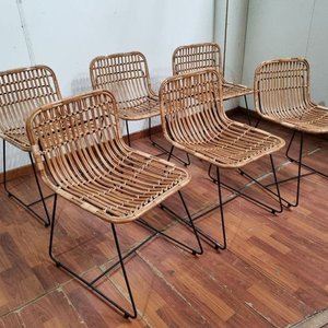 Set de 6 Sillas Nórdicas de Hierro y Rattan Natural - imagen 3