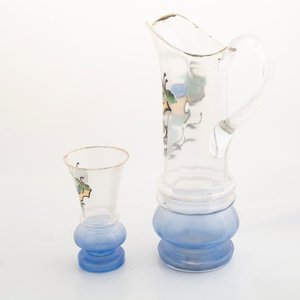 Jarra y Vaso de Cristal Veneciano con Esmalte Azul - imagen 3