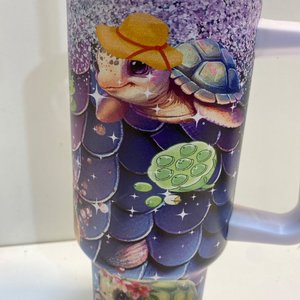 Vaso Térmico 1.2L con Diseño de Tortugas y Tapa con Popote - imagen 3