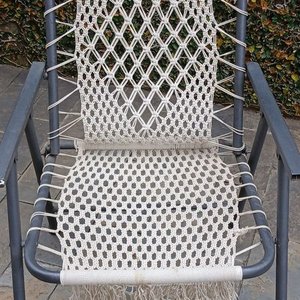 Silla Reposera Plegable Artesanal con Tejido Macramé - imagen 4