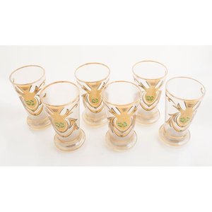 6 Vasos de Cristal Veneciano con Esmalte Dorado y Verde - imagen 2