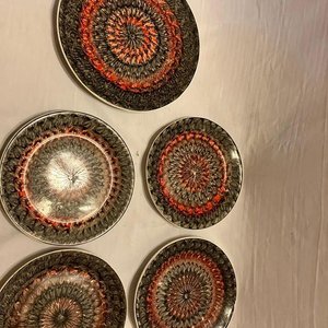 Conjunto de 5 Platos Decorativos Cerámica Vintage Diseño Mandala - imagen 2