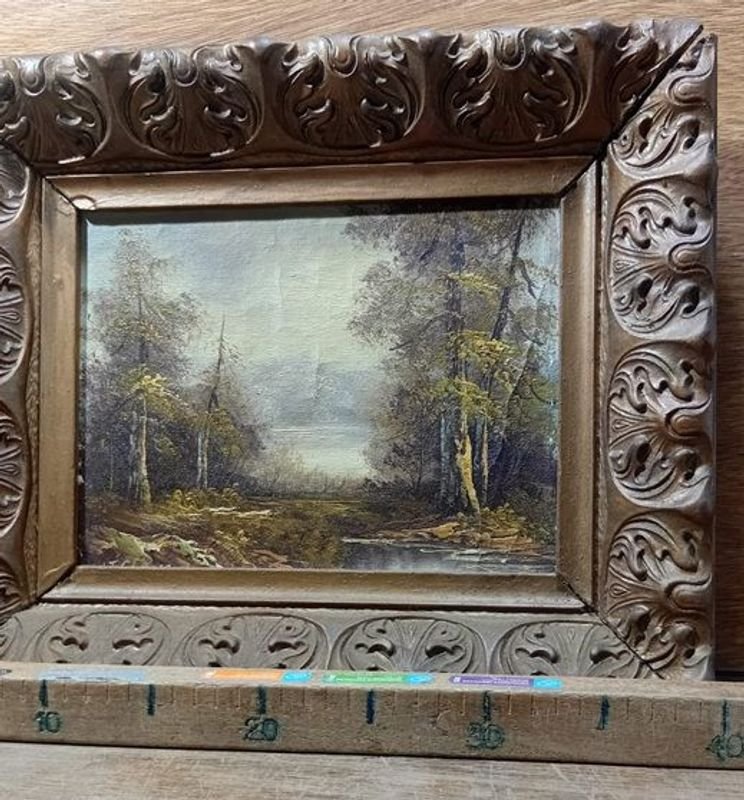 Pintura antigua en marco de madera - imagen 2