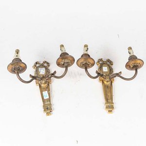Par de Apliques de Bronce con Dos Luces Cada Uno - imagen 1