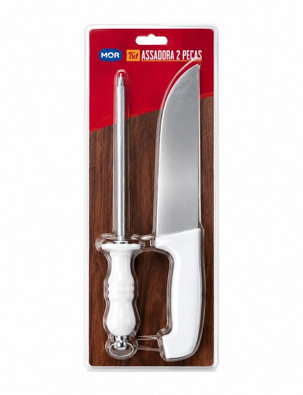 Set de Cuchilla y Afilador Mor Mango Blanco 9 Pulgadas