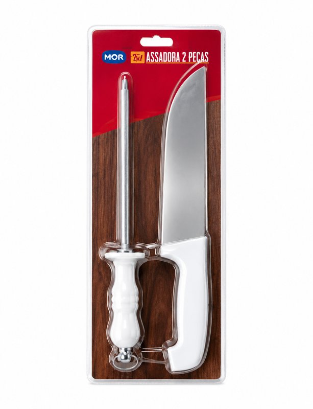 Set de Cuchilla y Afilador Mor Mango Blanco 9 Pulgadas