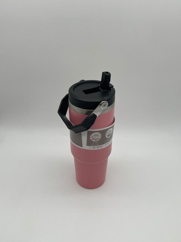Vaso Térmico Rosa 890 ml con Manija y Sorbete - imagen 1