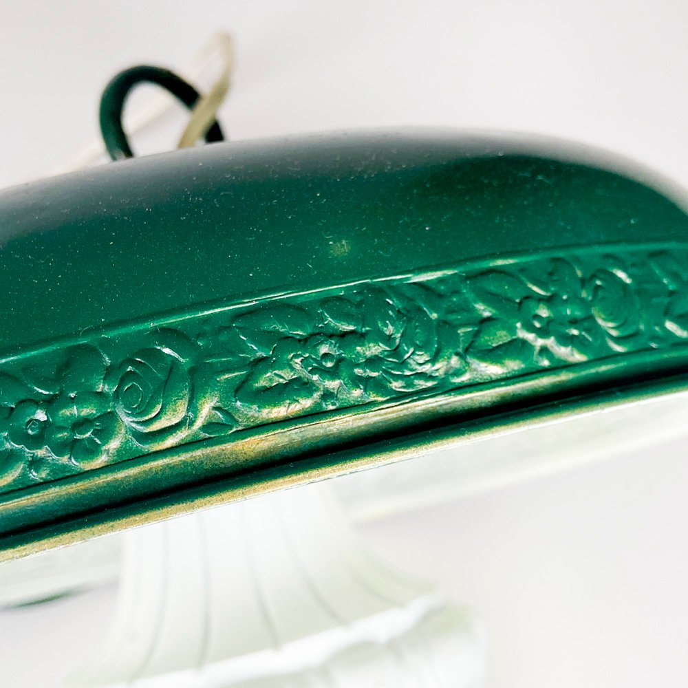 Colgante de chapa verde con pantalla vidrio opalinado - imagen 4