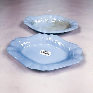 Dos Centros Ovales de Porcelana Inglesa Celeste - imagen 3