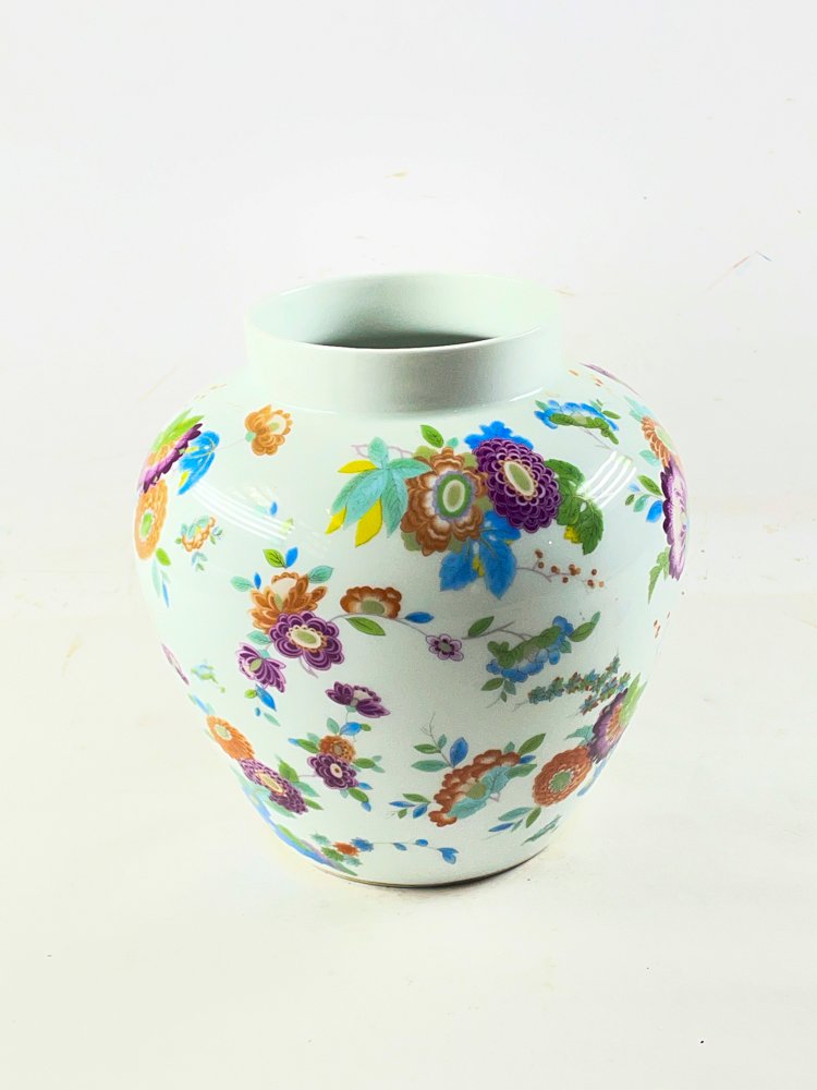 FLorero en porcelana bavaria blanco floral 25 cm