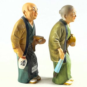 Pareja de Ancianos Orientales en Porcelana, Hechos en Japón - imagen 3