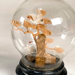 Trío de Miniaturas Orientales en Corcho con Garzas y Casas - imagen 2