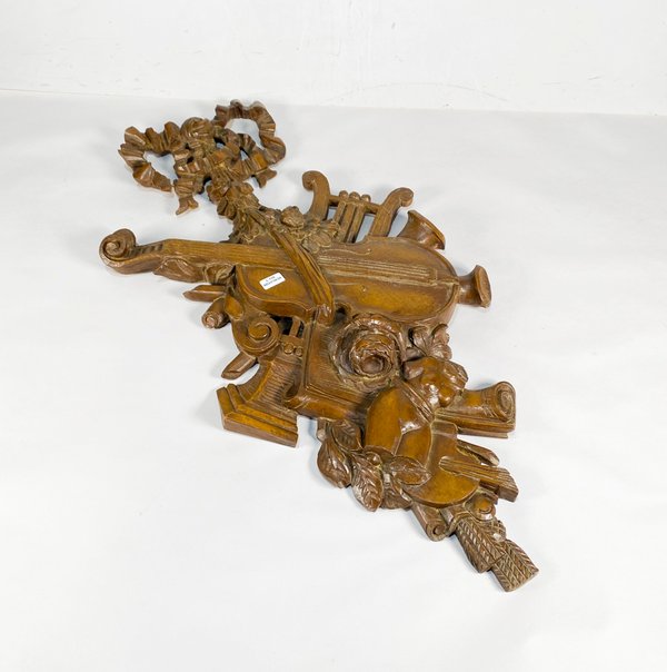 Adorno de Pared en Madera Tallada: Conjunto de Instrumentos Musicales y Violín - imagen 1