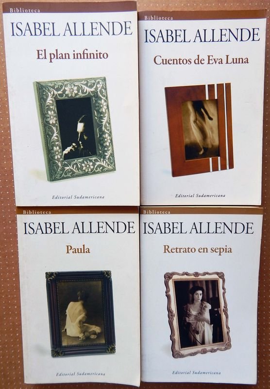 Lote de 4 Libros de Isabel Allende: El Plan Infinito, Retrato en Sepia, Cuentos de Eva Luna y Paula